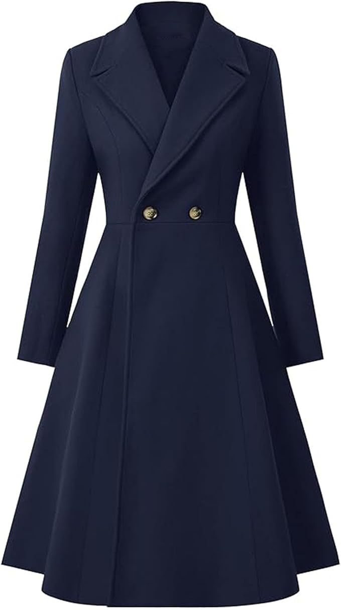 Damen Oversize Mantel Elegant Doppelter Knopf