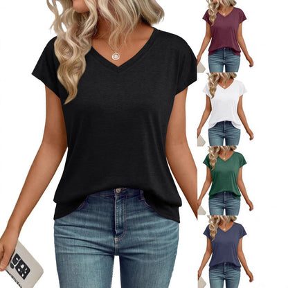 Damen T-Shirt V-Ausschnitt Weich Komfort Fit - IdealeKleiden
