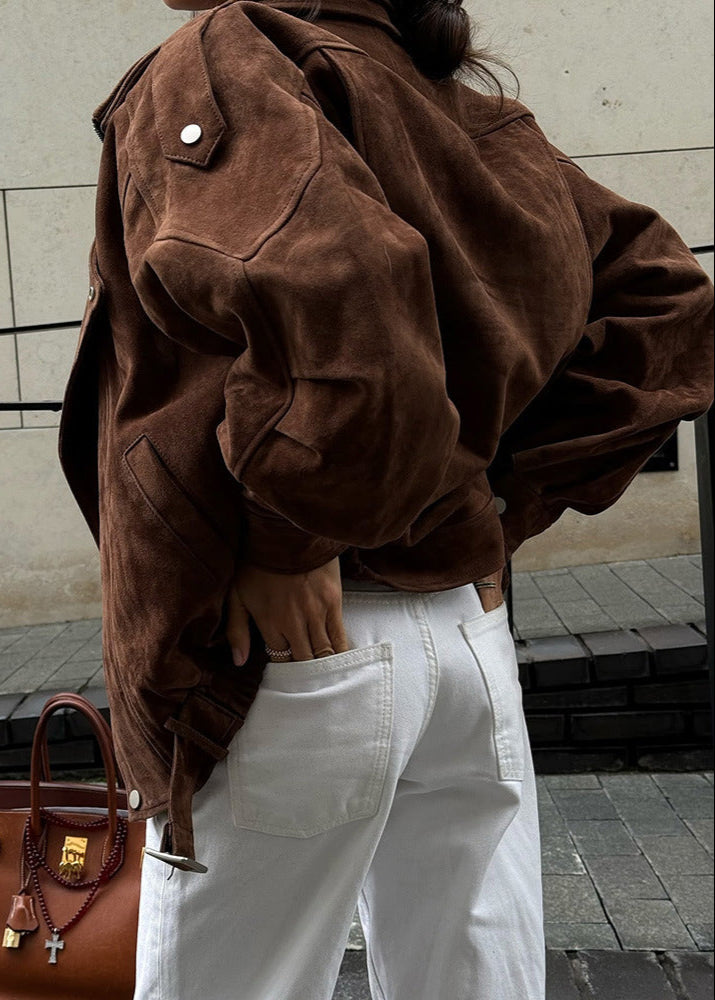 Leder Motojacke Biker Stil - IdealeKleiden