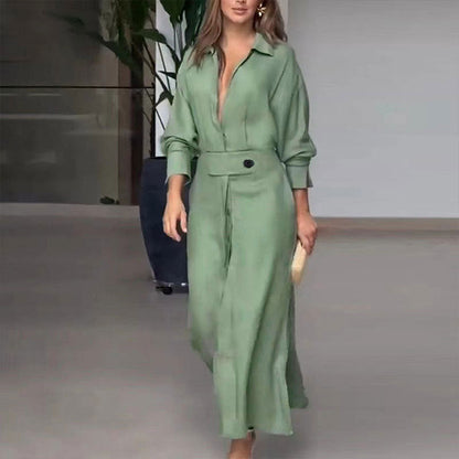 Damen Maxikleid Leinen Elegant Sommerkleid