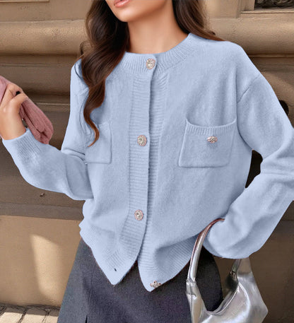 Damen Strickjacke Wollmischung Großzügig Schnitt