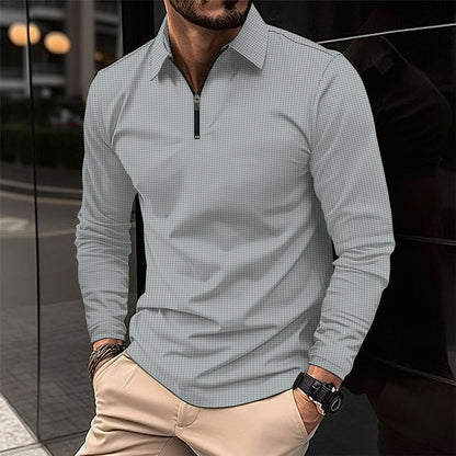 Herren Langarmshirt Modern Reißverschluss Strukturiert