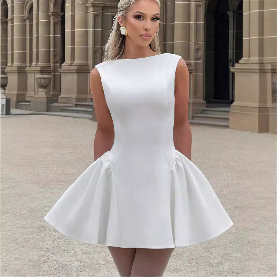 Damen Kleid Party Elegant Ausschnitt Schwingrock - IdealeKleiden