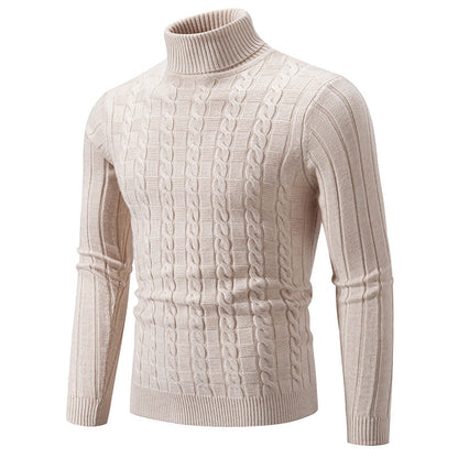 Herren Strickpullover Hochgeschlossen Zopf Muster Klassisch