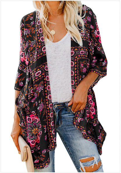 Damen Kimono Sommer Leicht Floralmuster