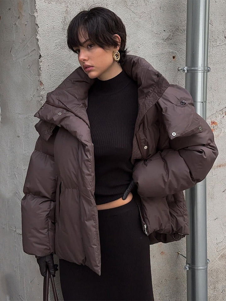 Damen Winterjacke Oversized Stehkragen Elegant