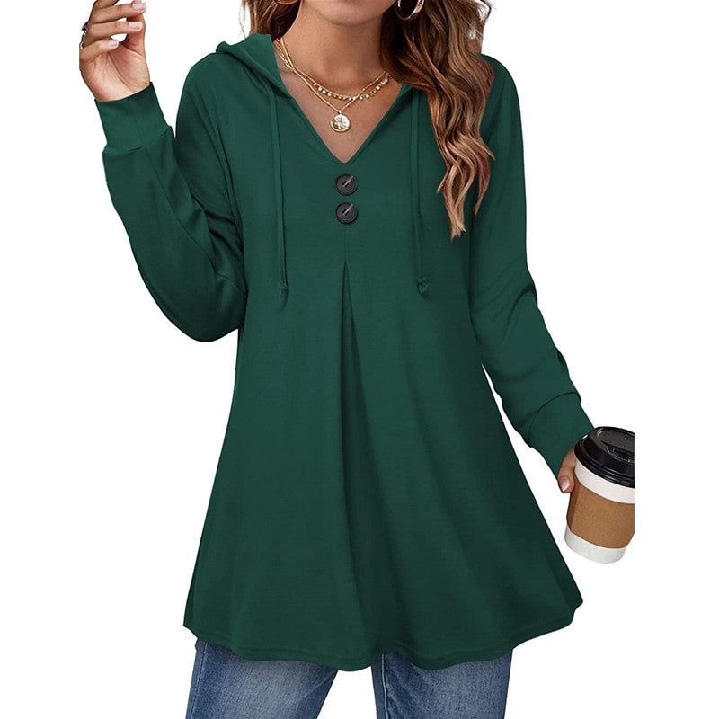 Damen Tunika Asymmetrisch Knopf Detail Eleganz