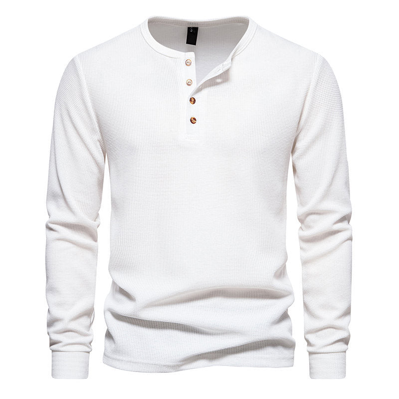 Herren Langarmshirt Strukturiert Knopfleiste Modern Style