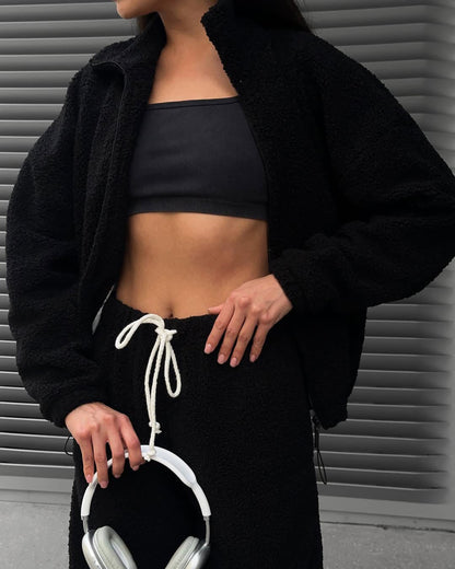 Damen Jogginganzug Set Kapuze Elastisch Gemütlich