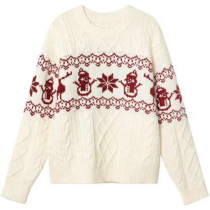 Weihnachtspullover Damen Festlich Schneemann Design