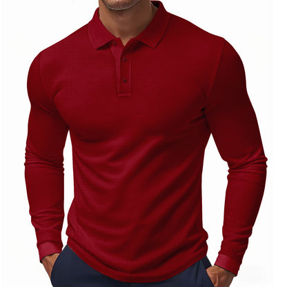 Herren Polohemd Langarm Strukturiert Elegantes Design