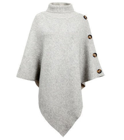 Damen Poncho Strick Modern Knöpfe
