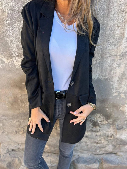 Damen Suede Blazer Elegant Bequem