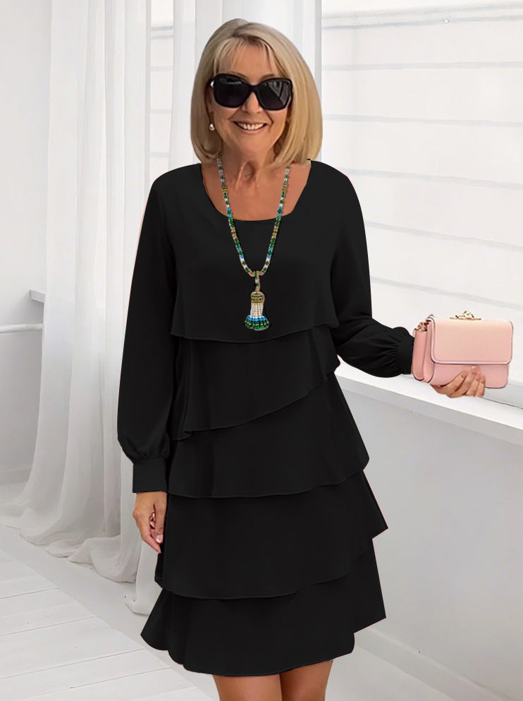 Damenmode Kleid Langärmlig Schlicht Elegangt