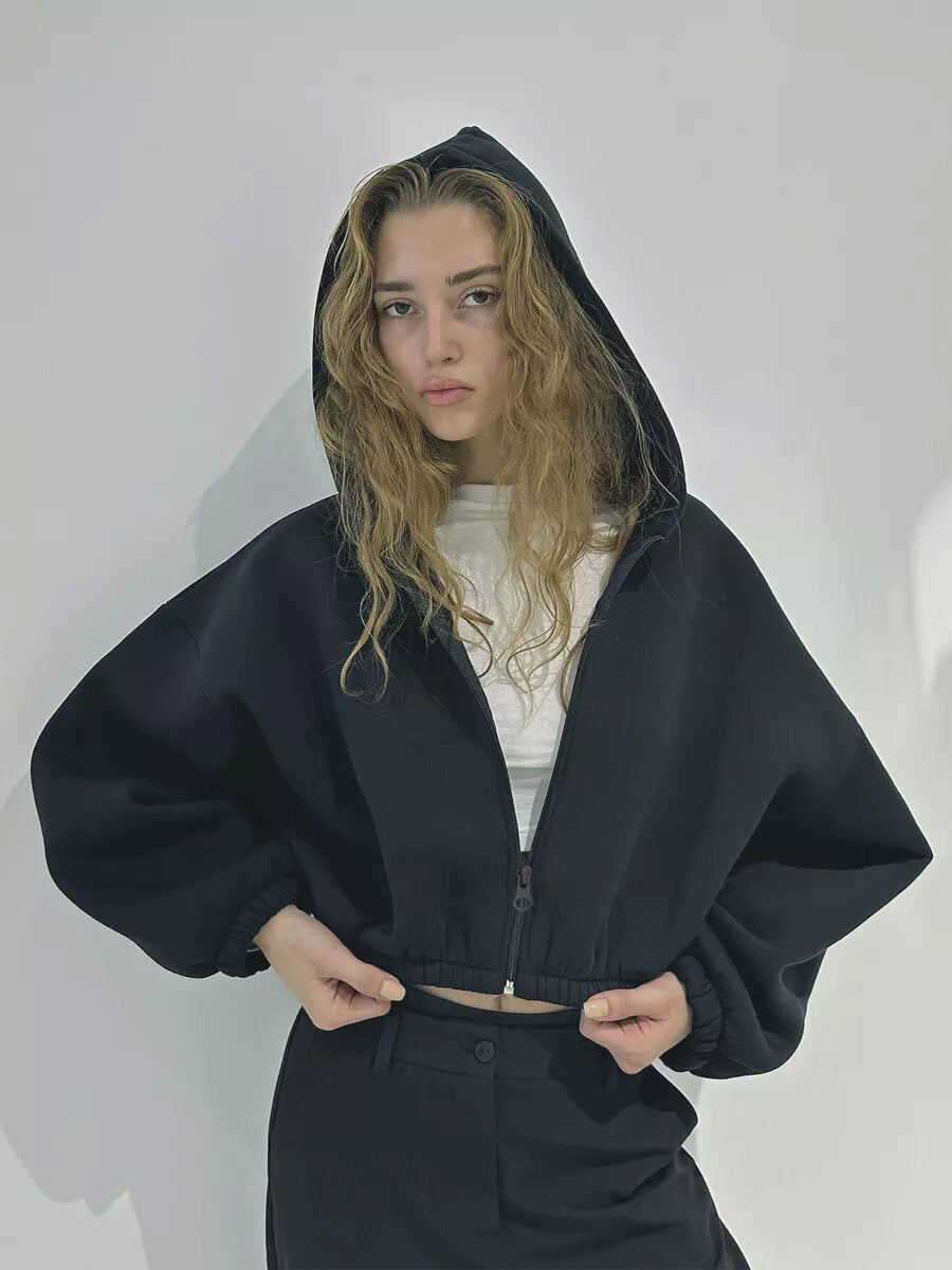 Damen Oversized Pullover Kapuze Groß Ärmel Mode
