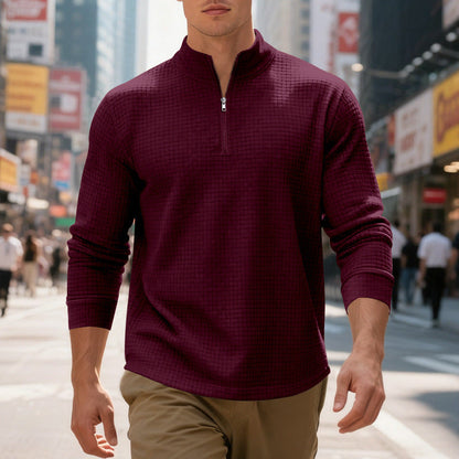 Herren Sportpullover Strukturiert Modern Halb Reißverschluss