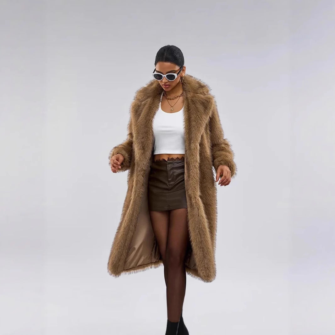 Damen Kunstfellmantel Elegantes Design Großzügig - IdealeKleiden