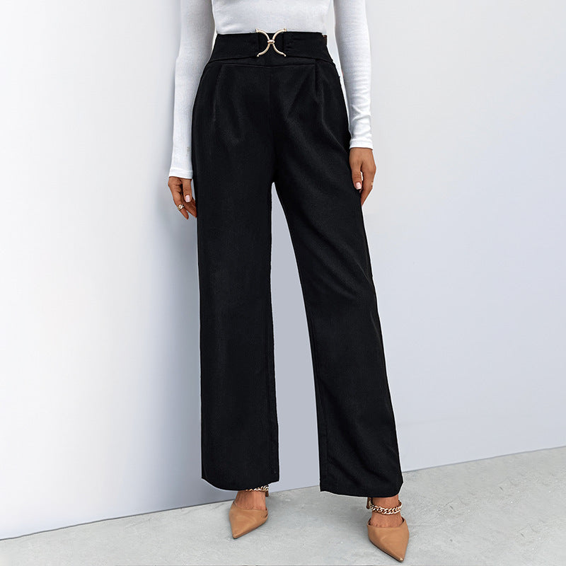 Damenhose High-Waist Elegant Gürtel Detail