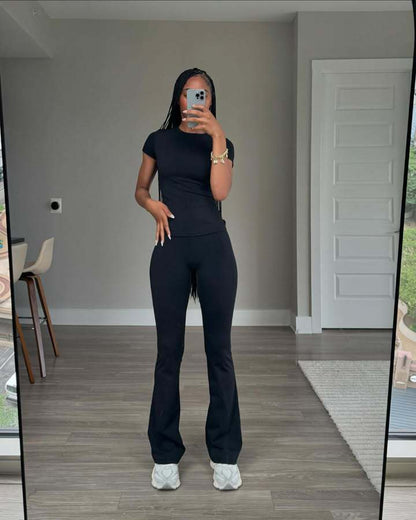 Damen Sport Outfit Atmungsaktiv Leggings Set