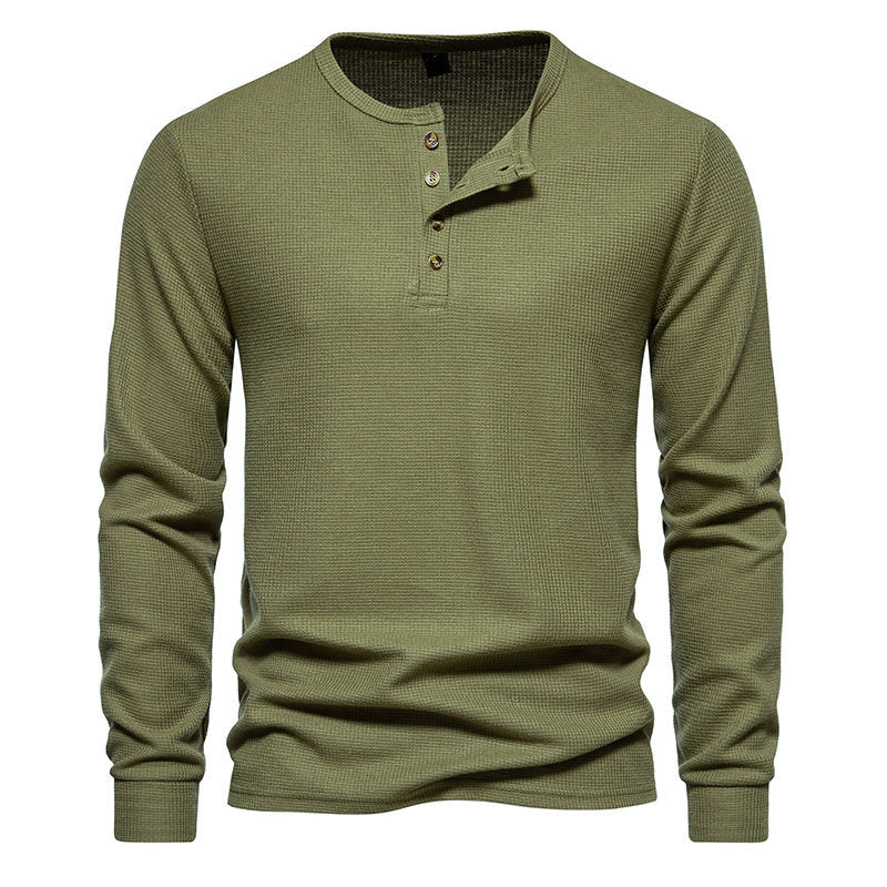 Herren Langarmshirt Strukturiert Modern Knöpfe