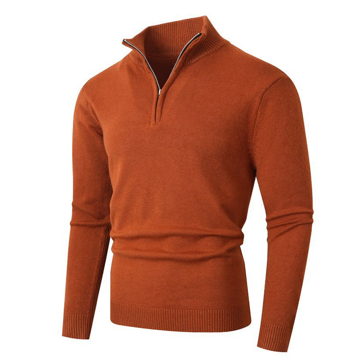 Herren Pullover Modern Halbzipper Strukturstoff