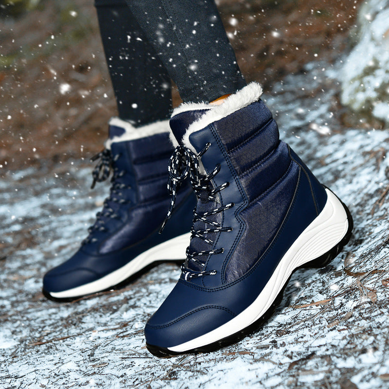 Hohe Stiefel Plüschfutter Kunstfell Schnürstiefel
