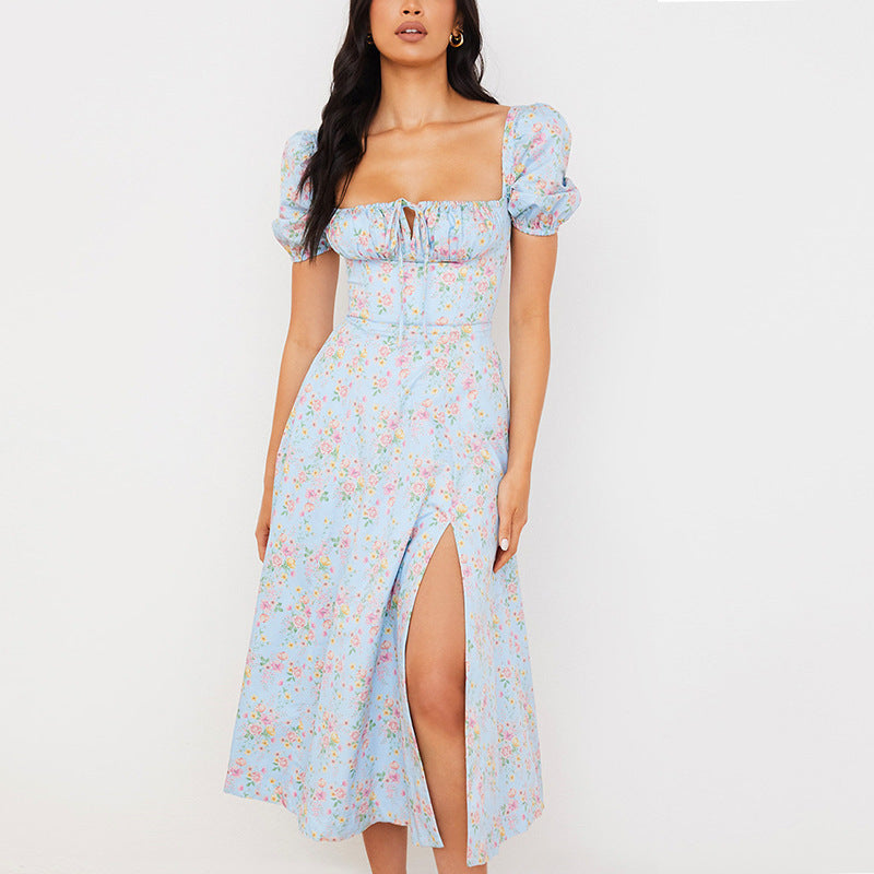 Damen Maxikleid Sommer Blumenmuster Elegant