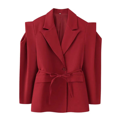 Damen Oversized BlazerJacke Elegant mit Gürtel
