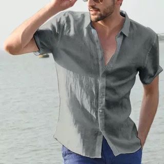 Herren Sommershirt Leinen Bequem Elegant