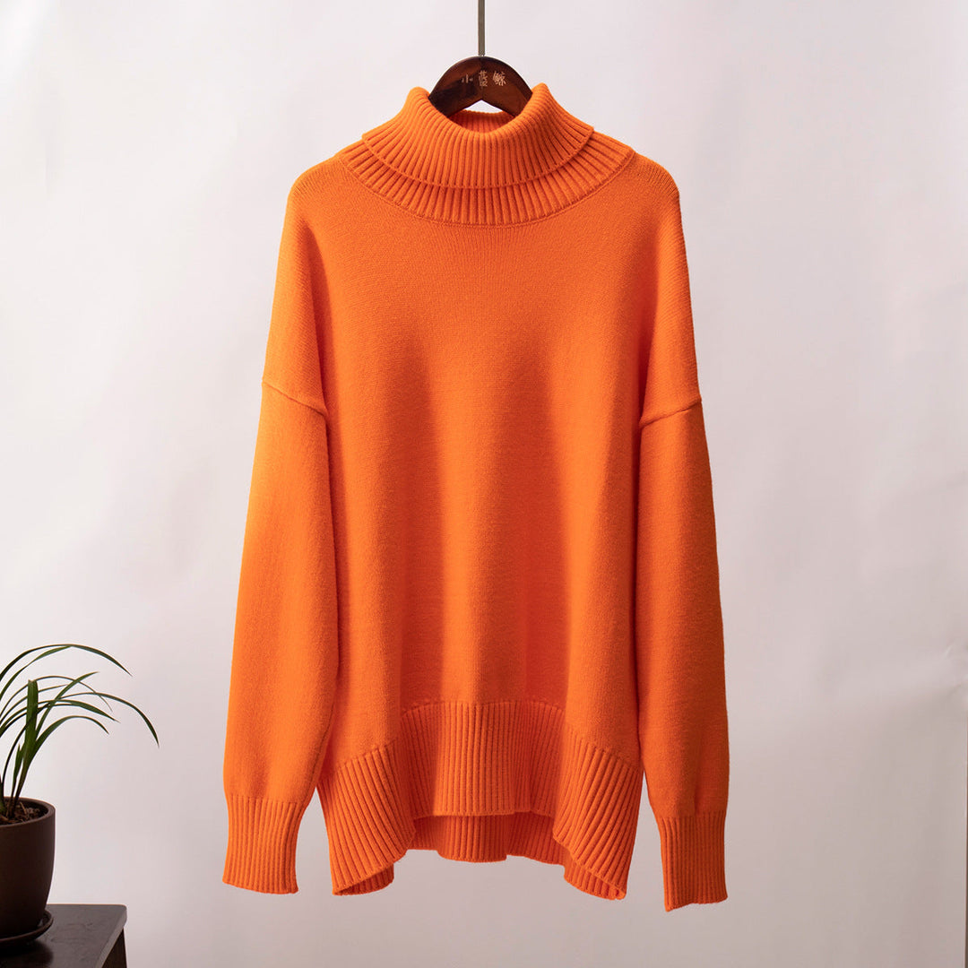 Damen Strickpullover Bequem Warm Rippborte