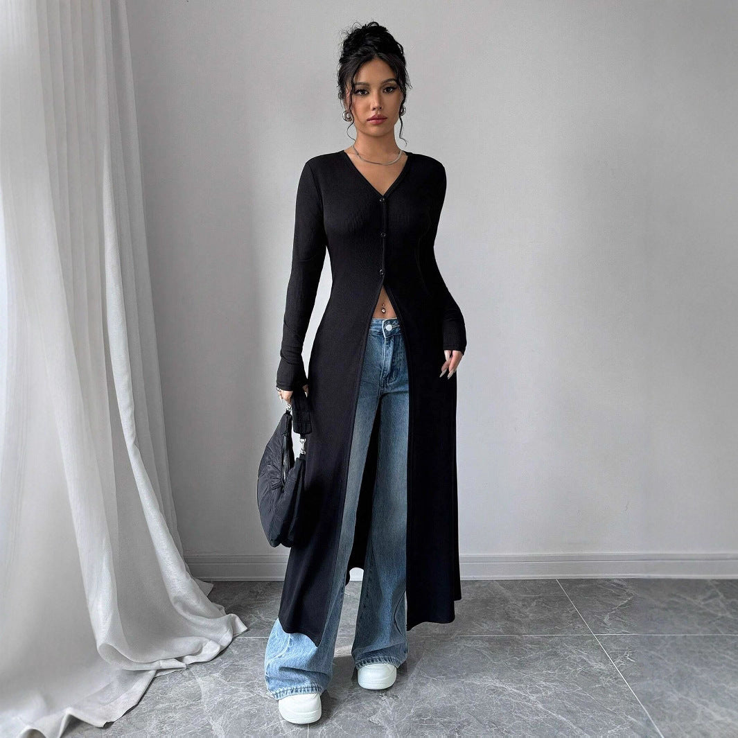 Damen Cardigan Langarm Knöpfe Elegantes Design - IdealeKleiden