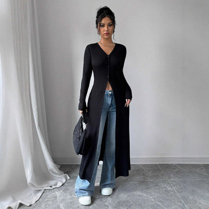 Damen Cardigan Langarm Knöpfe Elegantes Design - IdealeKleiden