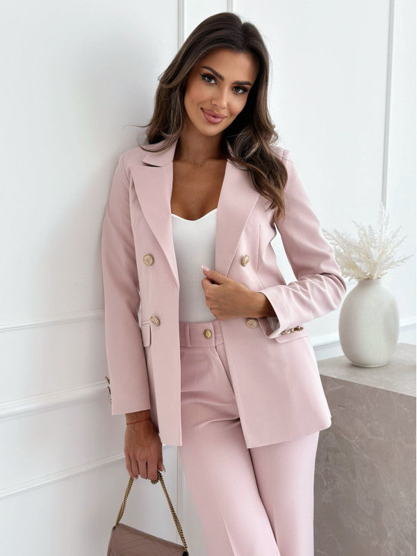 Elegante Damenkleidung Taillierte Figur Doppelreihen Knopfleiste