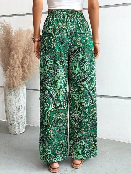Damen Palazzo-Hose Elastisch Paisley Muster Comfort
