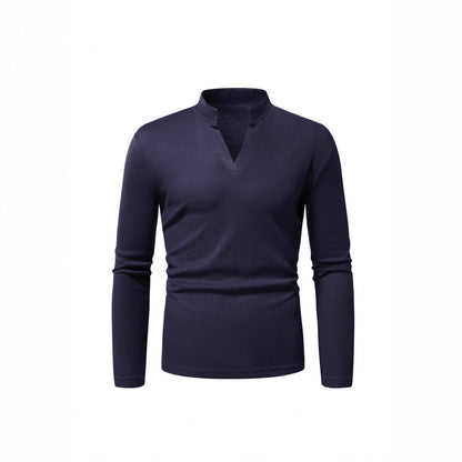 Herren Langarmshirt Modern Stehkragen Strukturiert