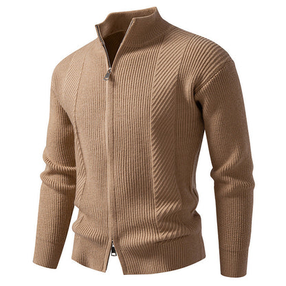 Herren Strickjacke Modern Stehkragen Reißverschluss