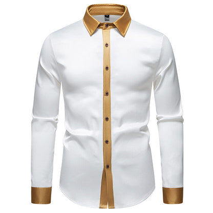 Herren Hemd Elegant Langarm Satin Effekt