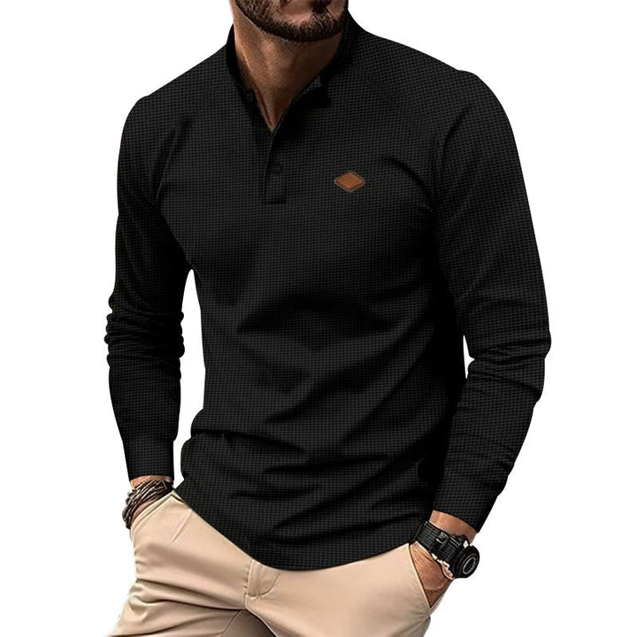 Herren Langarm-Shirt Strukturiert Modern Knöpfe