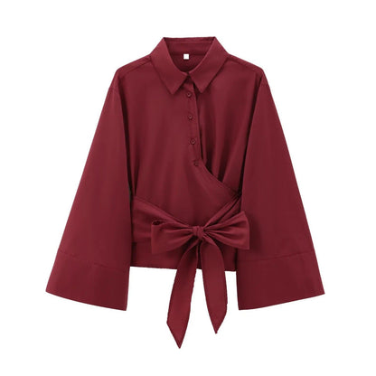Elegante Damenbluse Weite Ärmel Taillierte Form