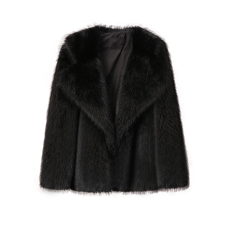 Damen Kunstpelz-Jacke Elegant Weich Schnitt