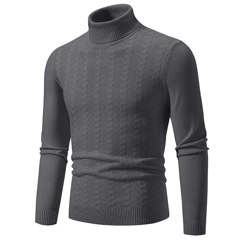 Herren Pullover Rollkragen Strick Zopfmuster