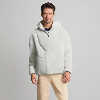 Herren Teddyjacke Bequem Kontrastnähte Winterjacke