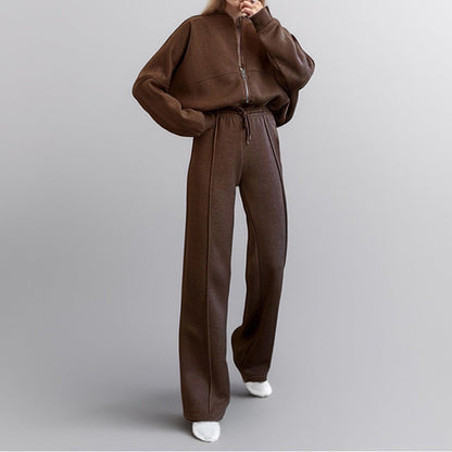Damen Freizeit Set Bequem Reißverschluss Hose
