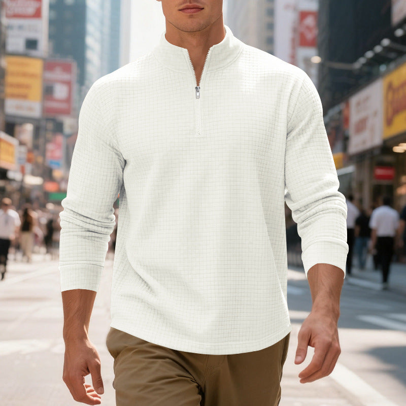 Herren Sportpullover Strukturiert Modern Halb Reißverschluss