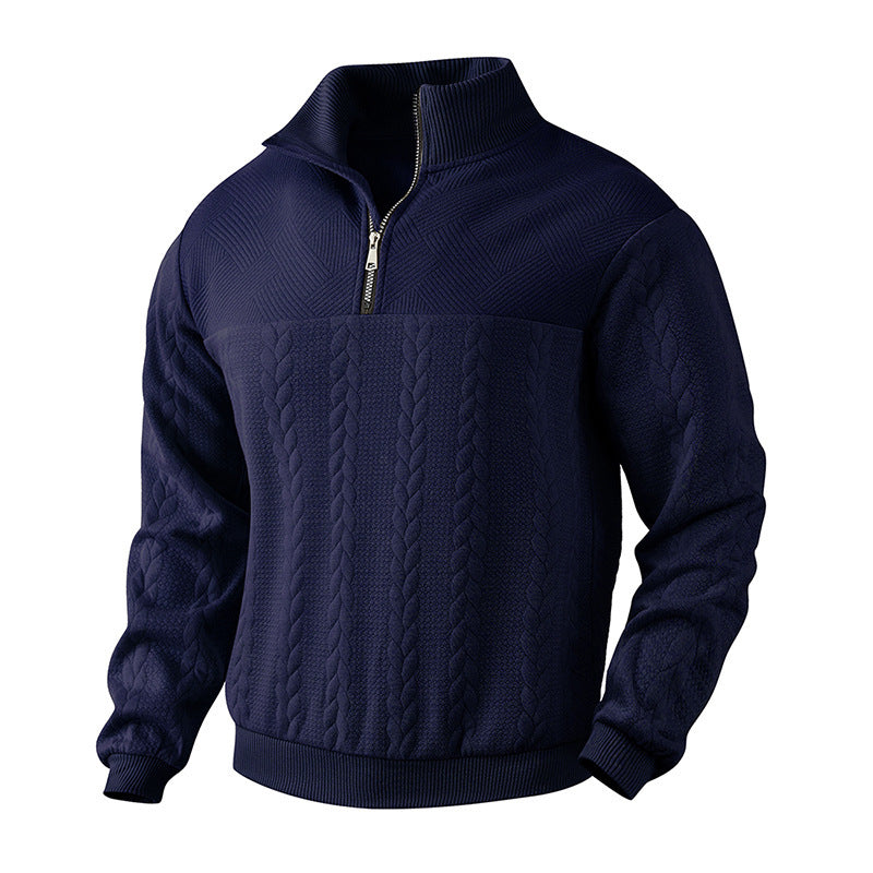 Herren Strickpullover Modern Hochkragen Reißverschluss