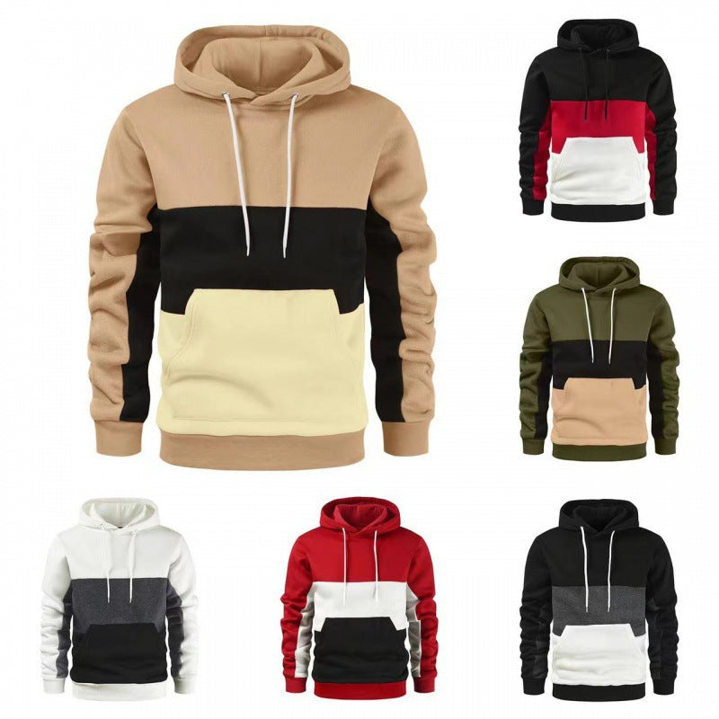Männer Sportpullover Kapuze Kontrast Farben Trendy - IdealeKleiden