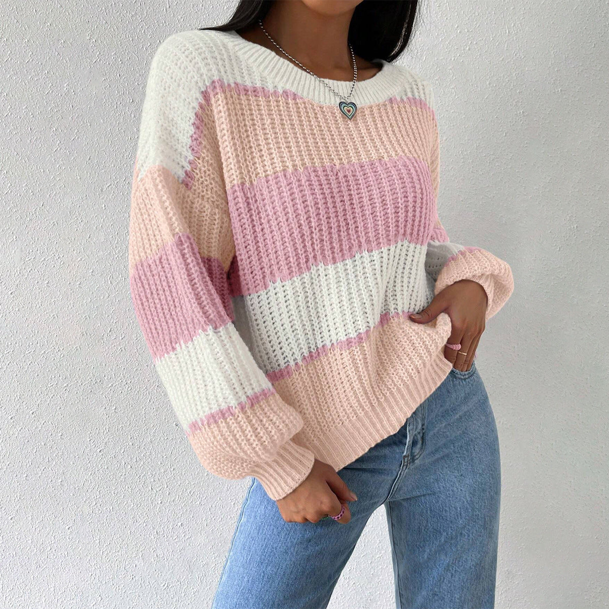 Großer Strickpullover Übergröße Langarm