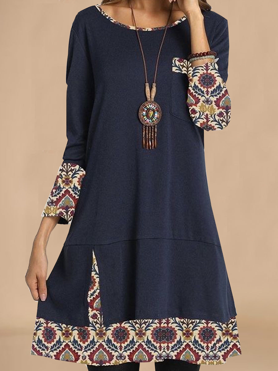 Damen Tunika-Kleid Elegant 3/4 Ärmel Exklusiv