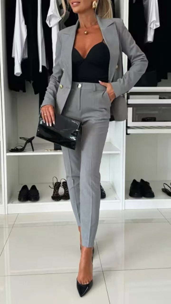 Modischer Blazer Slim Fit Doppelreiher Büroanzug
