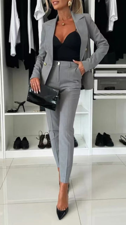 Modischer Blazer Slim Fit Doppelreiher Büroanzug